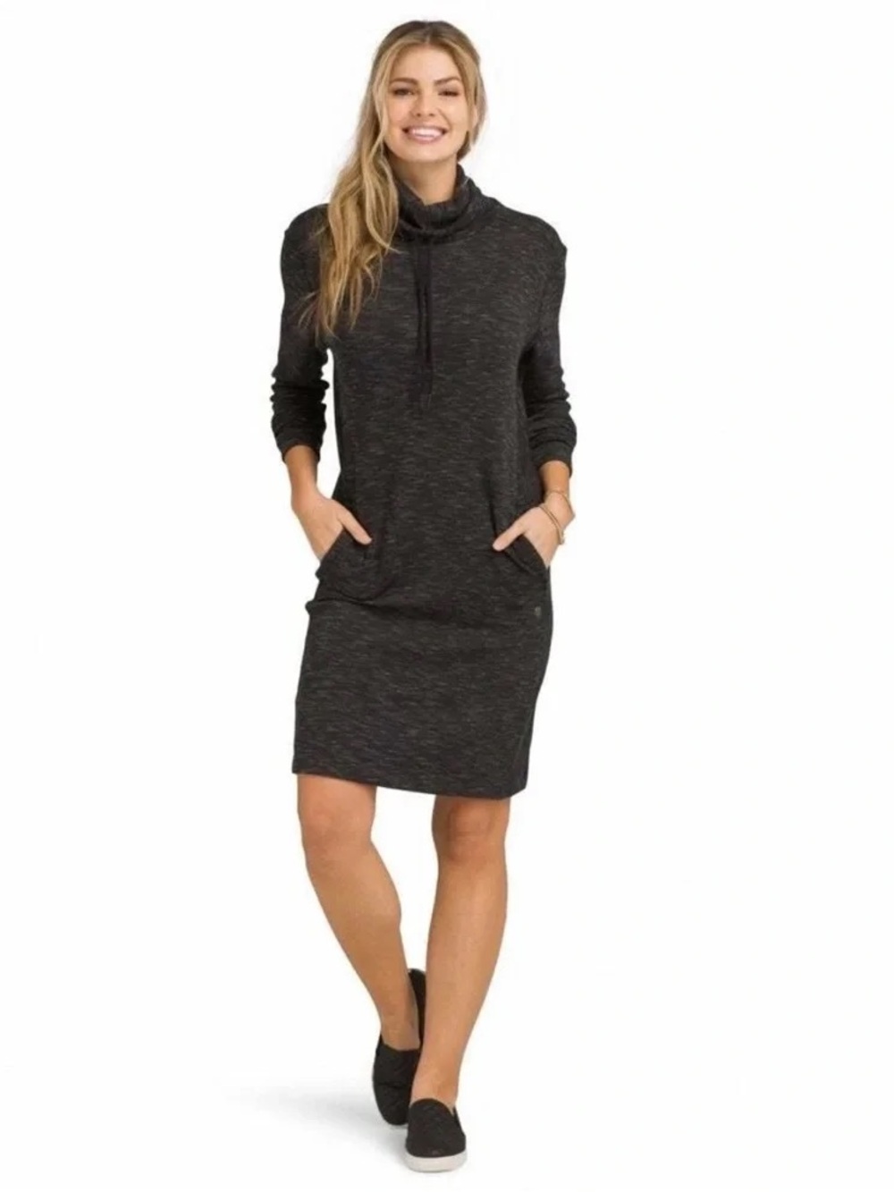 prAna Sunrise Dress Cowl Neck Tunic Dress Size Small Charcoal Gray
